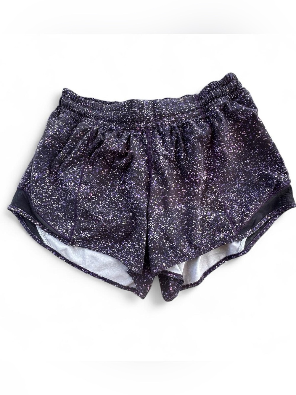 Lululemon Hotty Hot Running Shorts Size 8 Crystalline Multi Black Splatter Lined